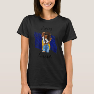 Womens Barbados Aries Queen Afro Hair African Barb T-Shirt