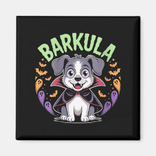 Womens Barkula Cute Dog Halloween Vampire V-Neck Magnet