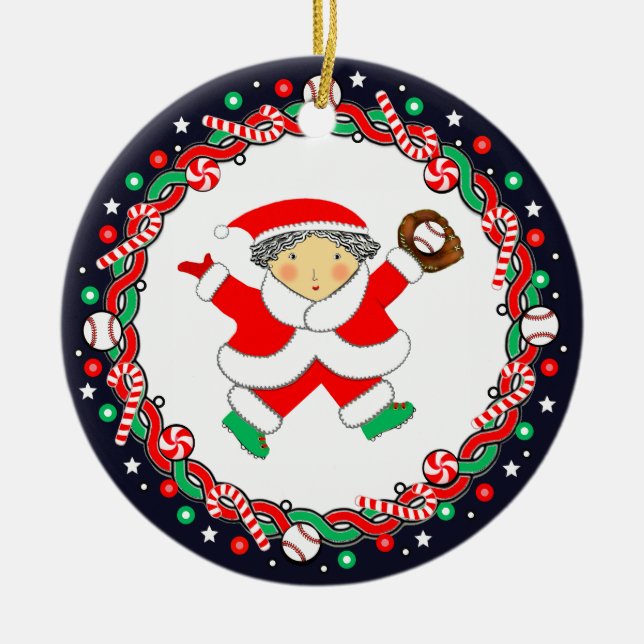 Women's Baseball Collectable Ceramic Ornament (Front)