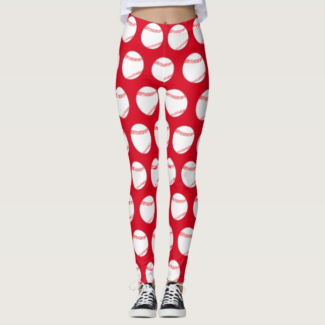 Women's Baseball Custom Team Colour Cute Sports Leggings (Front)