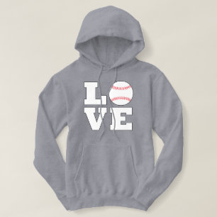 Women's Baseball LOVE Baseball Mom or Fan Sports Hoodie