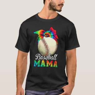 Womens Baseball Mama Tie Dye Mother's Day T-Shirt