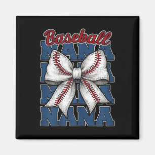 Womens Baseball Nana Coquette Bow Game Day Sport F Magnet