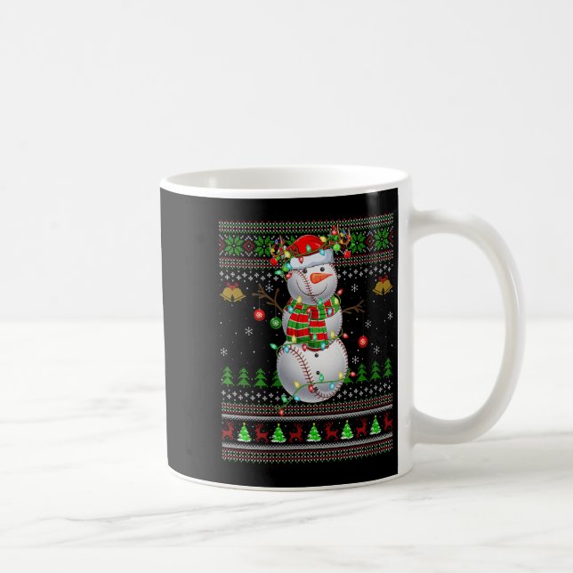 Womens Baseball Snowman Ugly Christmas Sweaters Sr Coffee Mug (Right)