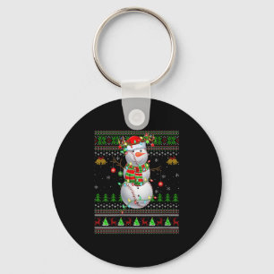 Womens Baseball Snowman Ugly Christmas Sweaters Sr Key Ring