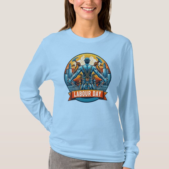 Women's Basic Long Sleeve Labour Day Tribute T-Shirt (Front)