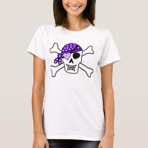 Women's Basic T-Shirt/Purple Pirate Skull T-Shirt