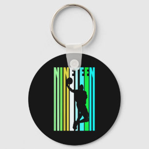 Womens basketball 19th birthday boy mens dad retro key ring