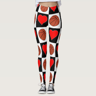 Women's Basketball Cute Basketballs and Hearts Leggings