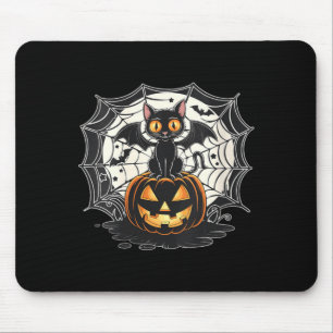 Womens Bat Halloween _ Black Cat Bat Wings Spooky Mouse Pad