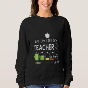 Womens Battery Lifes Of A Preschool Teacher Sweatshirt