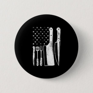 Women's bbq usa flag patriotic fourth of july 6 cm round badge