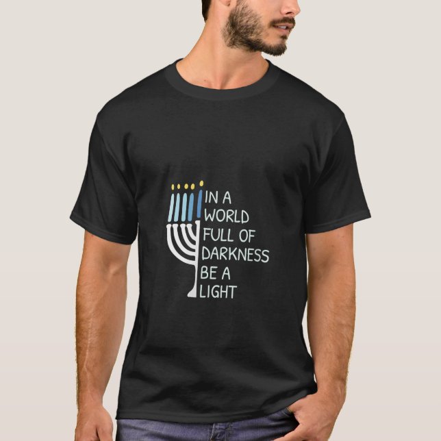 Womens Be A Light Happy Hanukkah V Neck  T-Shirt (Front)