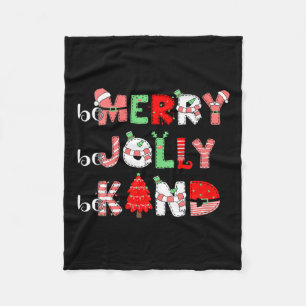 Womens Be Merry Be Jolly Be Kind Xmas Family Chris Fleece Blanket