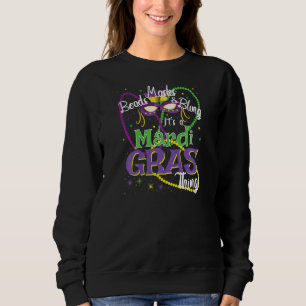 Womens Beads Masks Bling Cute Mardi Gras For Women Sweatshirt
