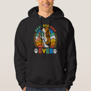 Womens Beagle Best Dog Mum Ever Dog Retro Hoodie