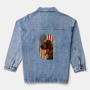 Womens Beagle Mum American Flag Patriotic Beagle  Denim Jacket