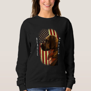 Womens Beagle Mum American Flag Patriotic Beagle Sweatshirt