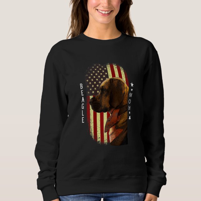 Womens Beagle Mum American Flag Patriotic Beagle Sweatshirt (Front)