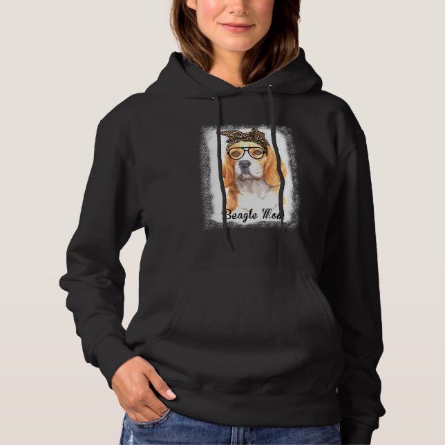 Womens Beagle Mum Leopard Bleached Dog Pet Hoodie (Front)