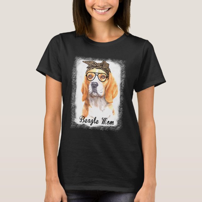 Womens Beagle Mum Leopard Bleached Dog Pet T-Shirt (Front)
