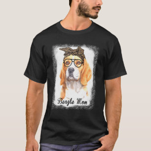 Womens Beagle Mum Leopard Bleached Dog Pet T-Shirt