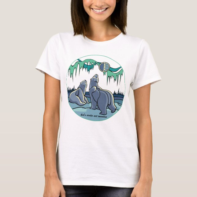 Women's Bear Art Shirt Polar Bear Ladies Shirts (Front)