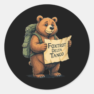 Womens Bear Foxtrots Deltas Tangos Funny Bear Foxt Classic Round Sticker