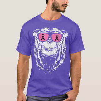 Womens Bear Sunglasses Breast Cancer Awareness Pin T-Shirt