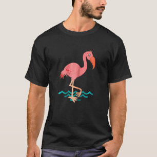 Womens Beautiful Pink Flamingo At The Beach T-Shirt