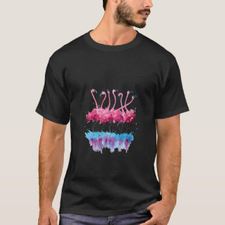 Womens Beautiful Tropical Dancing Pink Flamingos V T-Shirt