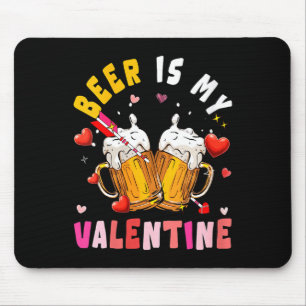 Womens Beer Is My Valentine Hearts Matching Drinke Mouse Pad