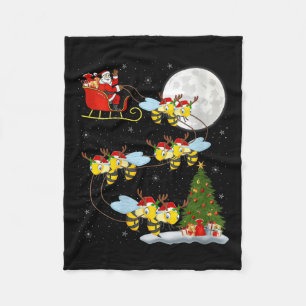 Womens Bees Santa Sleigh Flying Funny Magical Chri Fleece Blanket