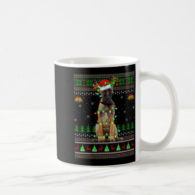 Womens Belgian Malinois Dog Ugly Christmas Sweater Coffee Mug (Right)