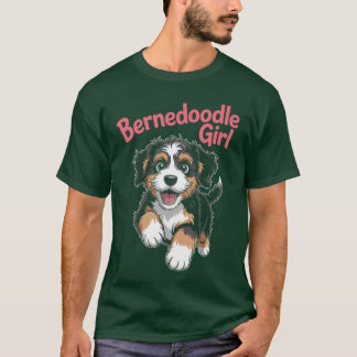 Womens Bernedle Girl Cute Cartoon for Dog Owners P T-Shirt