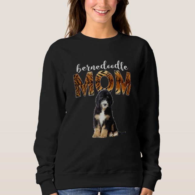 Womens Bernedoodle Mom Mama Doodle Dog  Leopard Pu Sweatshirt (Front)