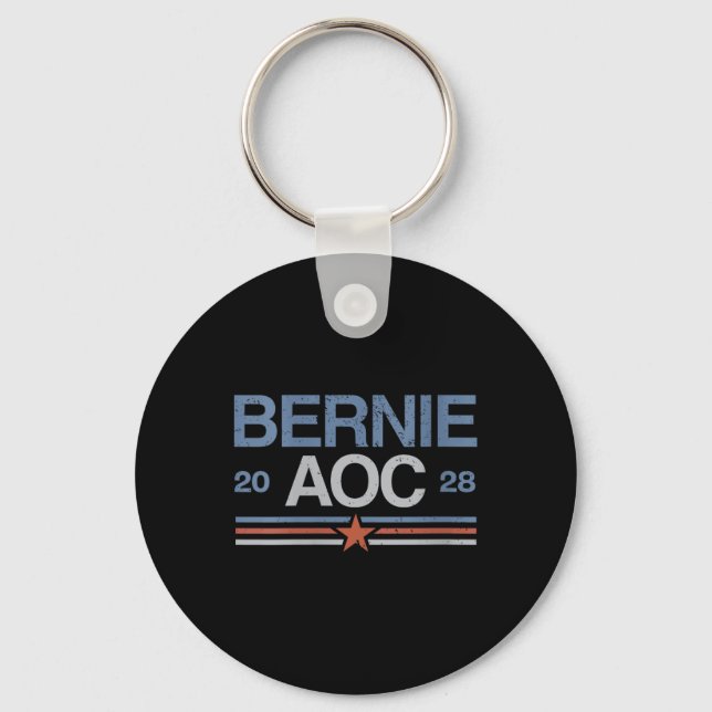 Womens Bernie Sanders And Aoc V-neck  Key Ring (Front)
