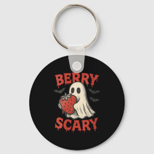 Womens Berry Y Cute Ghost Strawberry Halloween Pun Key Ring
