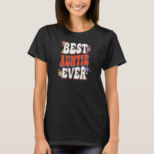 Womens Best Auntie Ever Groovy Retro Mother's Day  T-Shirt