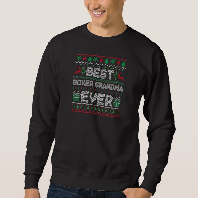 Womens Best Boxer Grandma Ever Christmas Pajamas M Sweatshirt (Front)
