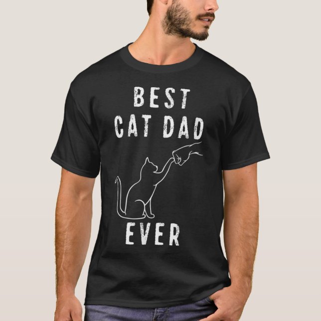 Womens Best Cat Dad Ever Paw Fist Bump Meow Cat Fa T-Shirt (Front)