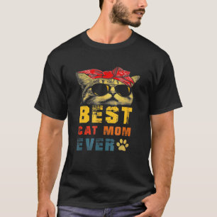 Womens Best Cat Mum Ever Vintage Cat Cool Sunglas T-Shirt