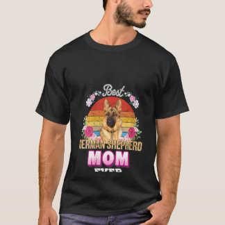 Womens Best Dog Mum Ever German Shepherd Floral Re T-Shirt