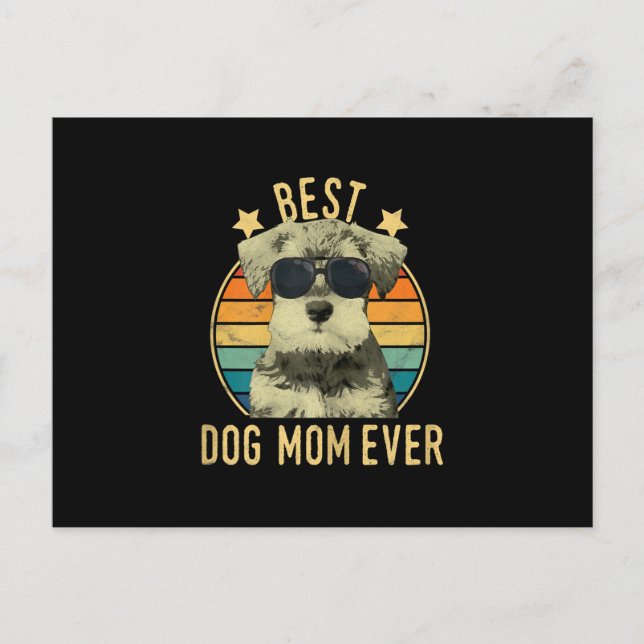Womens Best Dog Mum Ever Miniature Schnauzer Announcement Postcard (Front)