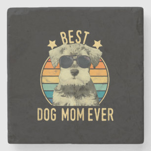 Womens Best Dog Mum Ever Miniature Schnauzer Stone Coaster