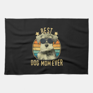 Womens Best Dog Mum Ever Miniature Schnauzer Tea Towel