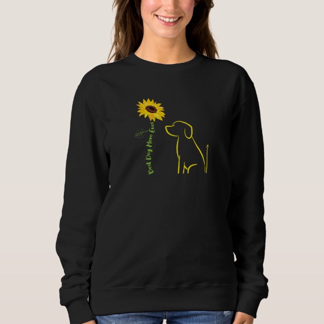 Womens Best Dog Mum Ever Sunflower Floral Branch D Sweatshirt (Front)