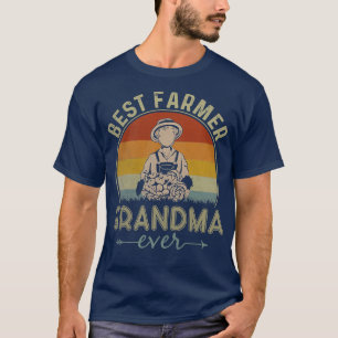 Womens Best Farmer Grandma Ever Retro Design Funny T-Shirt