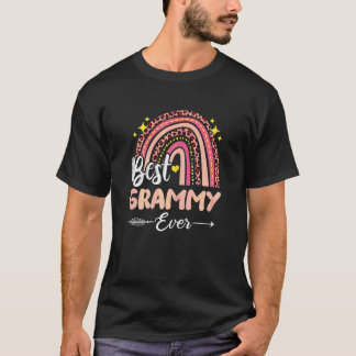 Womens Best Grammy Ever Rainbow Leopard Plaid Moth T-Shirt