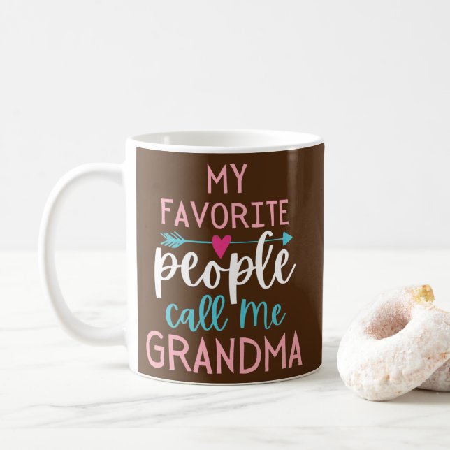 Womens Best Grandma Favourite People Grandkids Coffee Mug (With Donut)